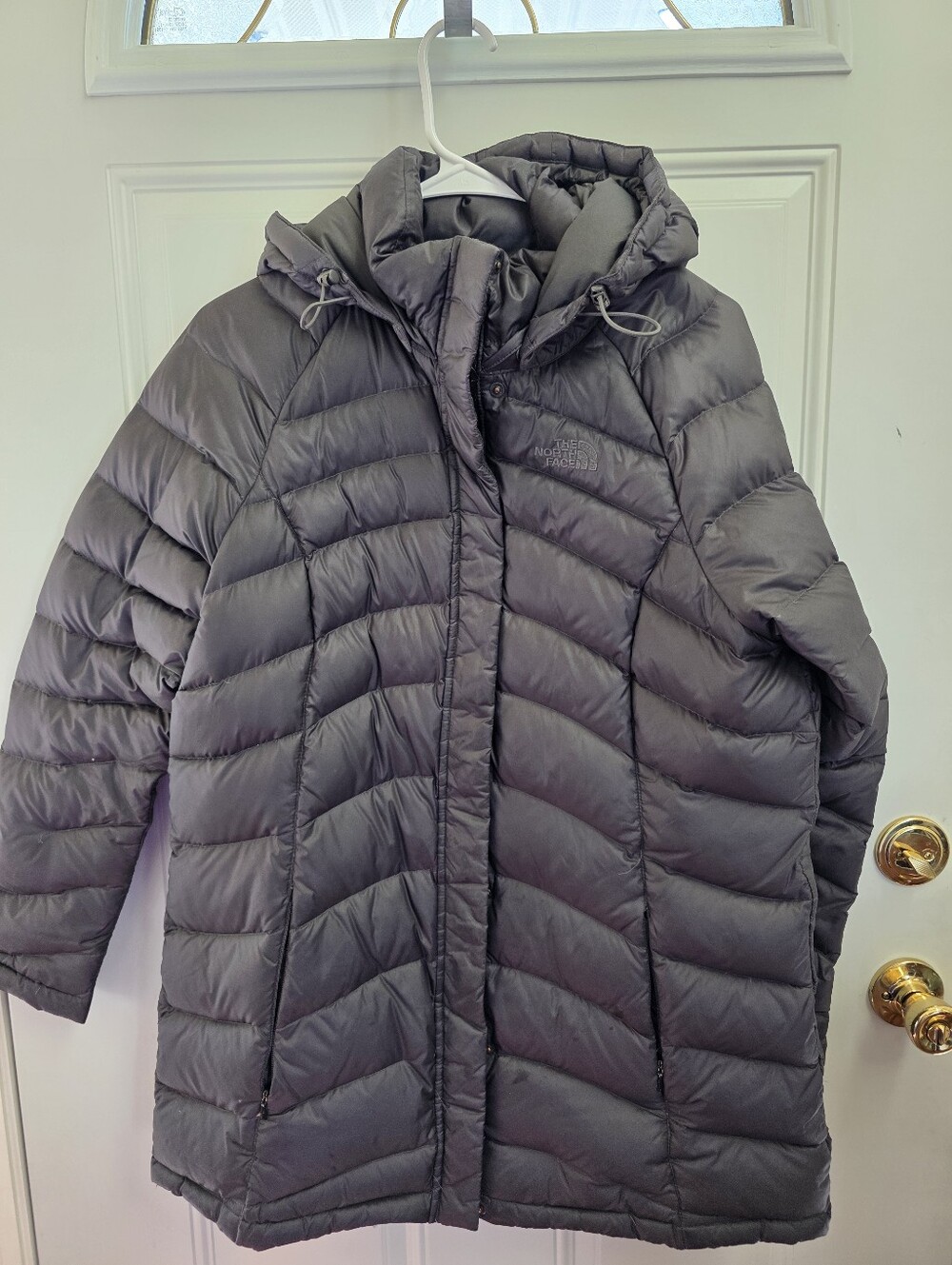 The North Face Women's Gray Hooded Puffer Coat Size Large